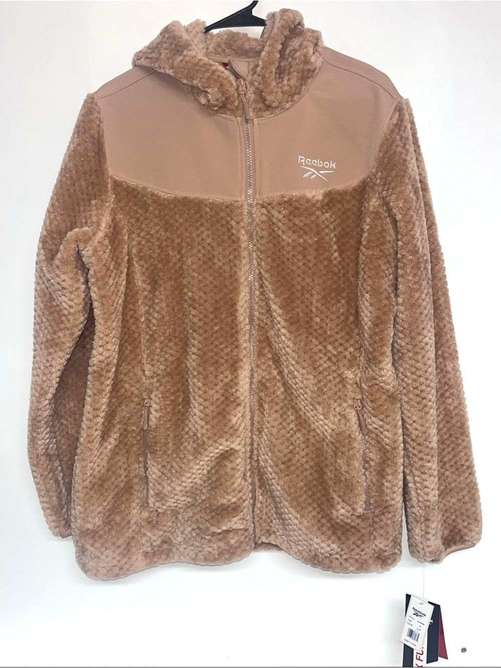 Reebok Sz XL Women’s Cozy Clay Color Plush Hooded Teddy Jacket